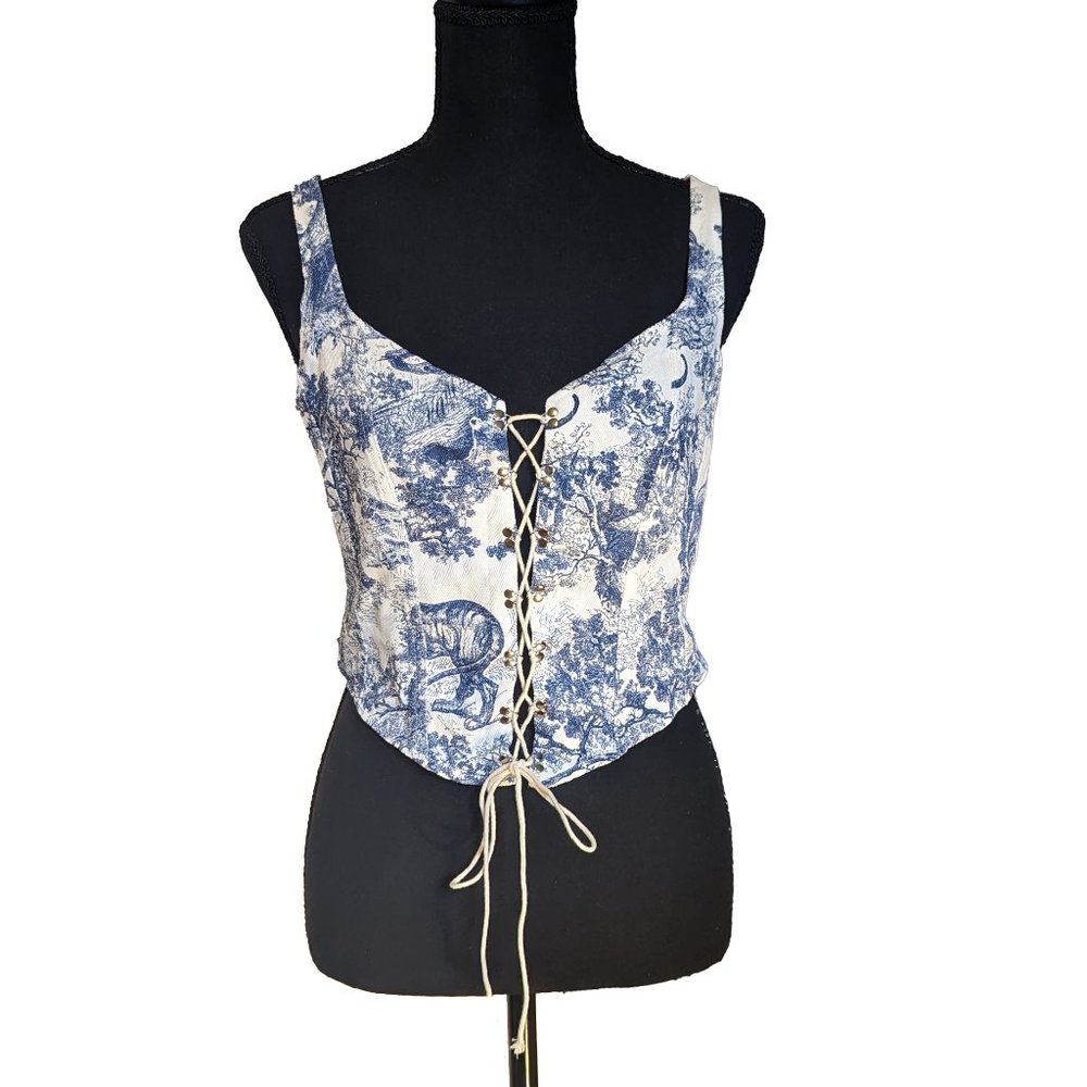 Cider Lace-up Vintage Look Sleeveless Top